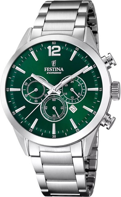 Festina Chronograph, Quarz, Edelstahl, Grün, 44 mm, Herren - Bild 1