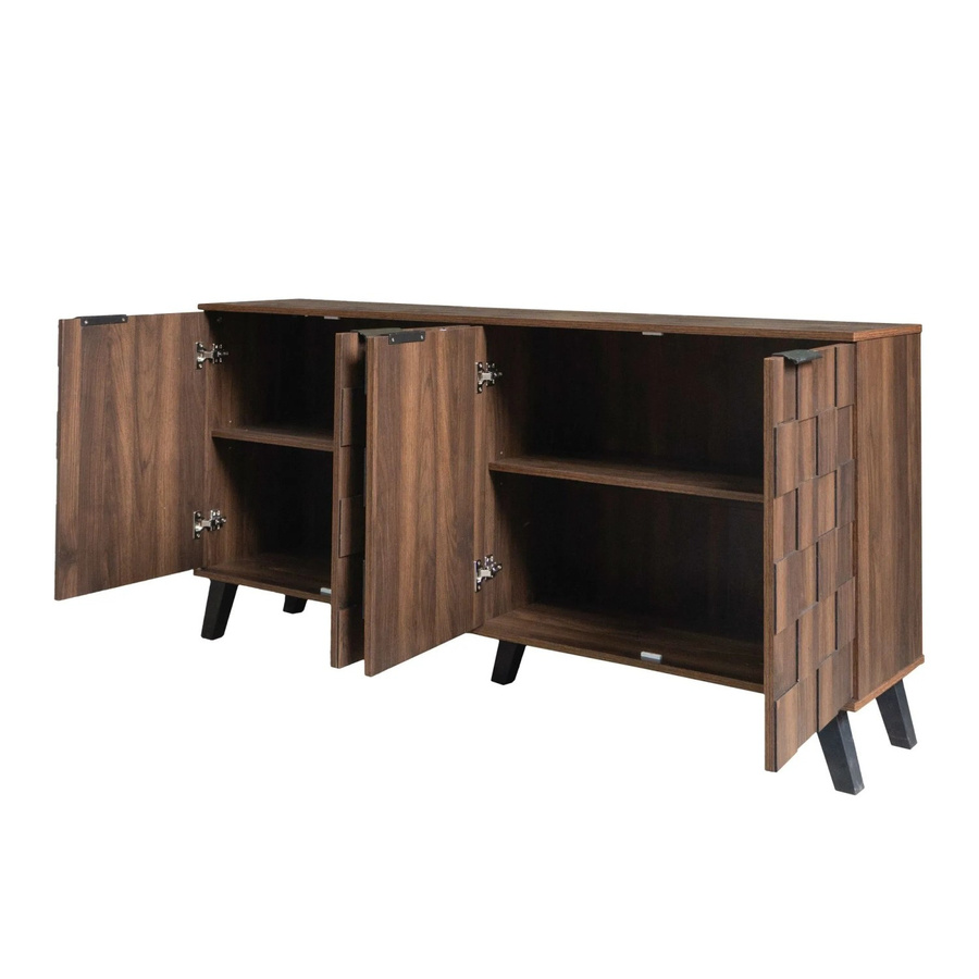 okwish Sideboard mit 4 Türen in Holzmaserung, modern, Braun, B/T/H: 160,5 x 35,5 x 78 cm - Bild 2