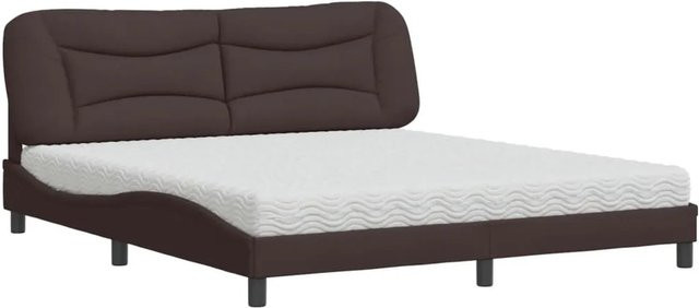 vidaXL Bett mit Matratze aus Kiefernholz und Stoff in Dunkelbraun B/T/H: 180 x 200 x 185 cm - Bild 1
