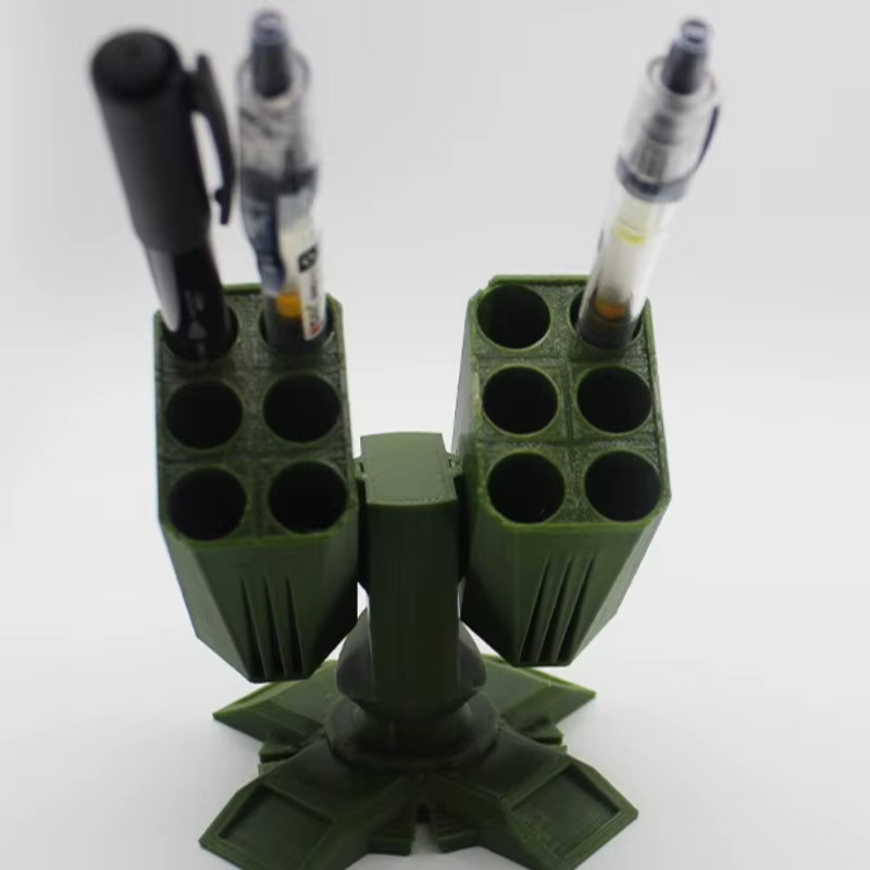 Kreativer 3D-gedruckter Stifthalter im Raketen-Design für Militär-Enthusiasten, Schwarz und Grün - Bild 2