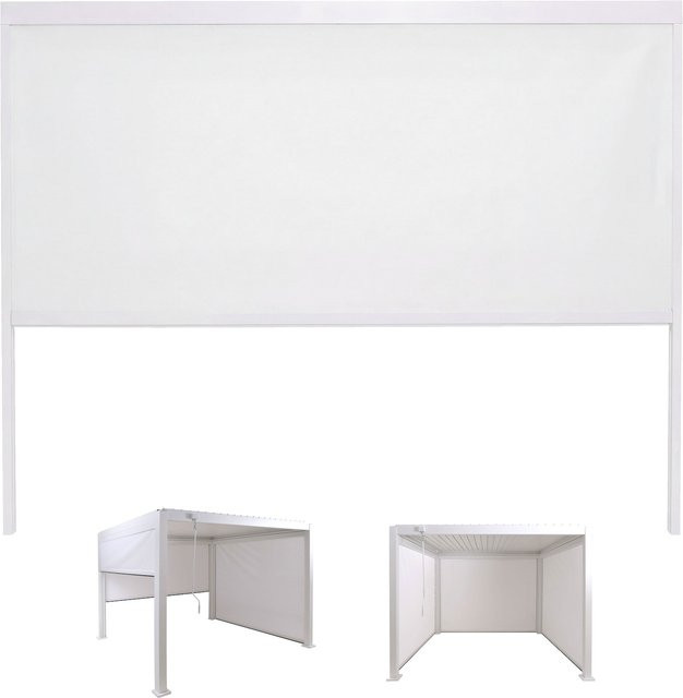 MCW Ersatzseitenwand für Pergola und Pavillon P65, sturmfester Sichtschutz aus Textil, Weiß, B x H: 300 x 300 cm - Bild 1