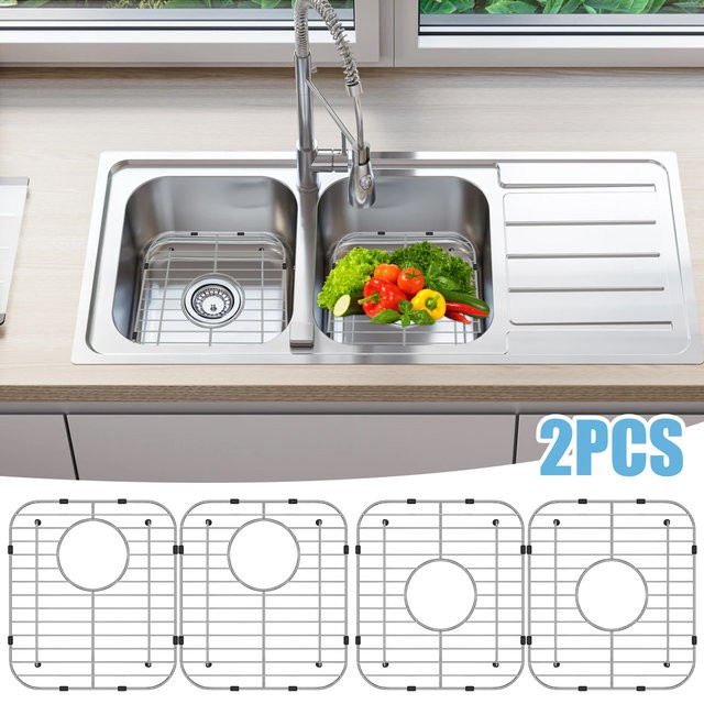 Willstar Spülgitter Set aus Edelstahl in Silber, 2 Stück Spülenboden Protektoren und Abtropfgestell für Obst und Gemüse - Bild 1