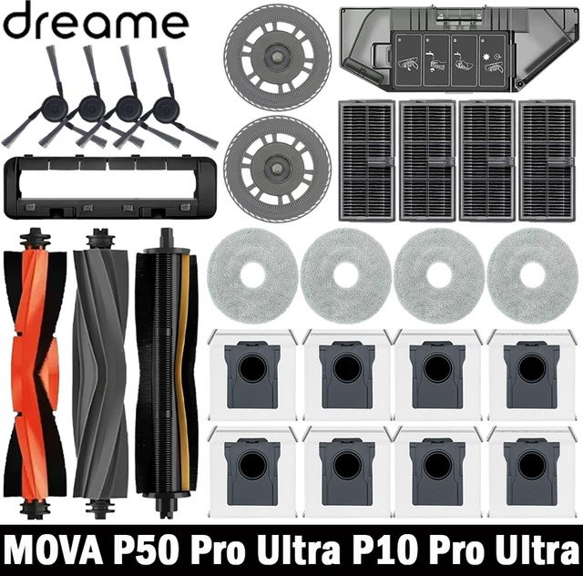 Dreame Ersatzteil-Set für Mova P50 Pro Ultra und Mova P10 Pro Ultra mit Hauptbürste, Pinsel, Filter, Mopp und Staubbeuteln in Multicolor - Bild 1