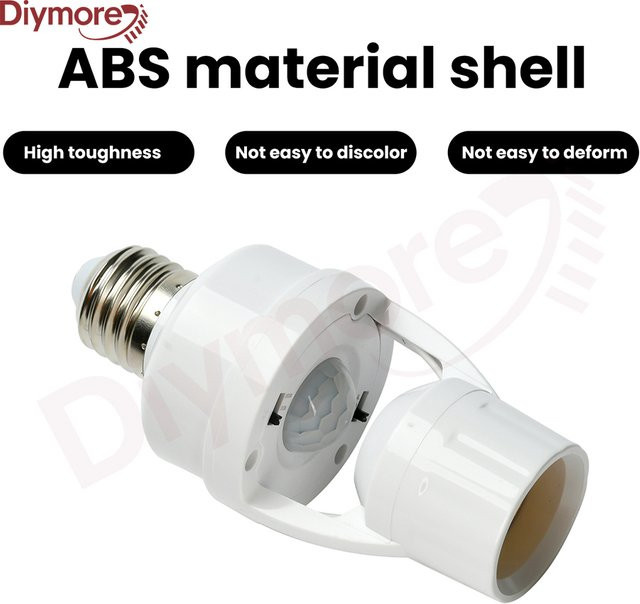 Diymore E27 Steckdose mit Bewegungsmelder und Infrarot-Sensor in Weiß - Bild 1