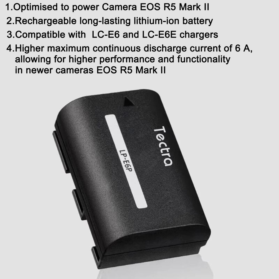Canon LP-E6P LP-E6NH LP-E6N Li-Ionen-Akku mit 2850 mAh in Schwarz für EOS R5 Mark II, R5, R6, R7, 5D Mark II/III/IV, 6D/6D II und 7D - Bild 4