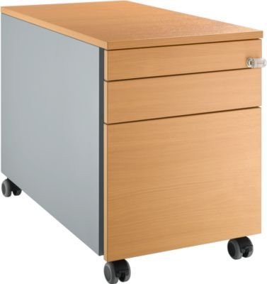 Schäfer Shop Genius Rollcontainer 126 in Weißalu und Buche-Dekor mit 1 Schublade, 1 Utensilienauszug, 1 Hängeregistraturauszug und Zentralverschluss, B: 43,5 cm, T: 76,5 cm, H: 57,7 cm - Bild 1