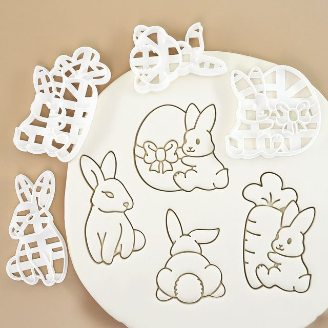4er-Set Osterhasen-Ausstechformen aus Kunststoff in Weiß für Kekse und Osterdekorationen - Bild 1