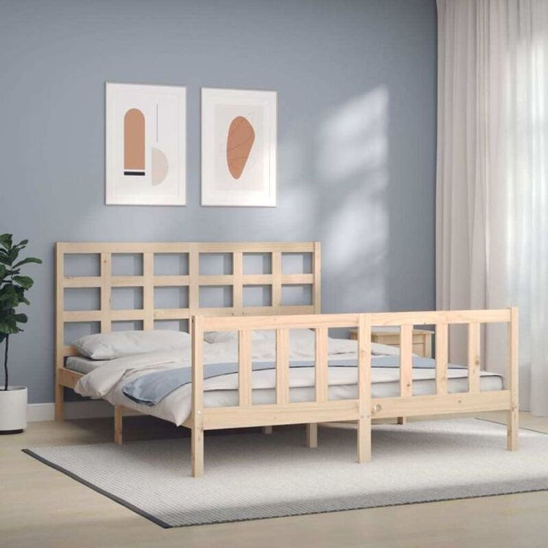 Massivholzbett Vidaxl aus Kiefer in Braun, B/T/H: 160 x 200 cm - Bild 1