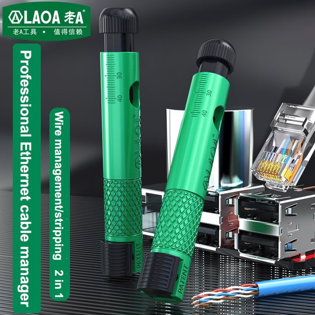 LAOA Professionelles Netzwerkkabel-Glätteisen und Splitter-Kombination im Stiftstil für CAT5e, CAT6 und CAT7 in Grün - Bild 1