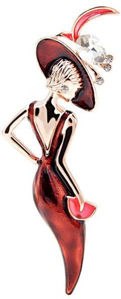 YIRAN Jewelry Brosche, Emaille, Weinrot, Damen - Bild 1