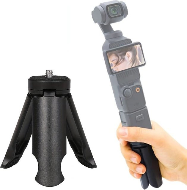 DJI Mini-Stativ mit 1/4-Zoll-Schraubhalterung in Schwarz, tragbarer Desktop-Vlog-Handgriff für DJI Pocket 3, GoPro, Smartphone-Gimbal und Fill Light - Bild 1