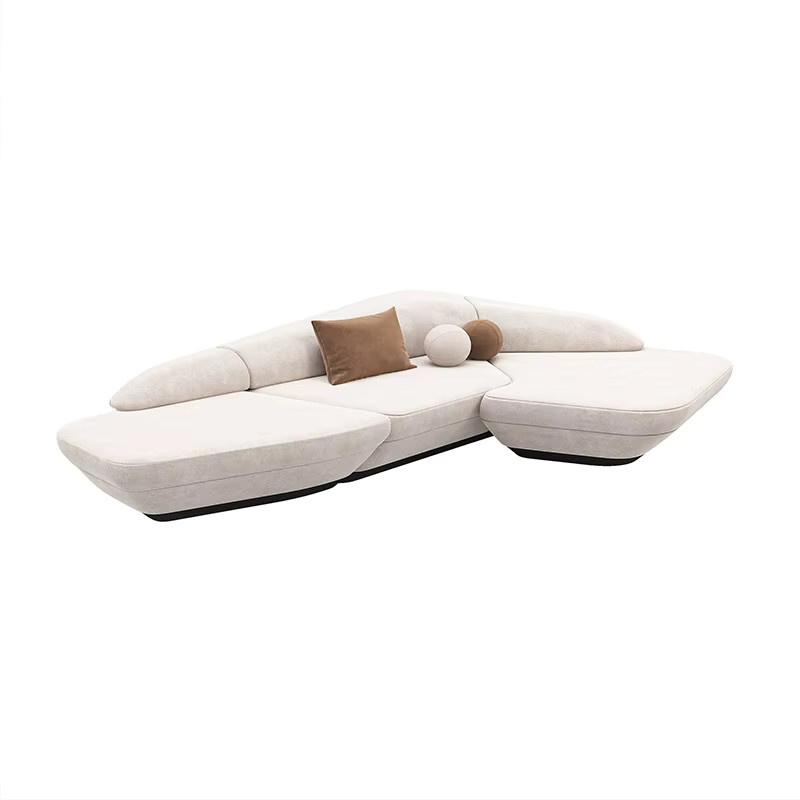 DUTRIEUX Ecksofa in L-Form mit Stoffbezug und passenden Kissen in Beige - Bild 3
