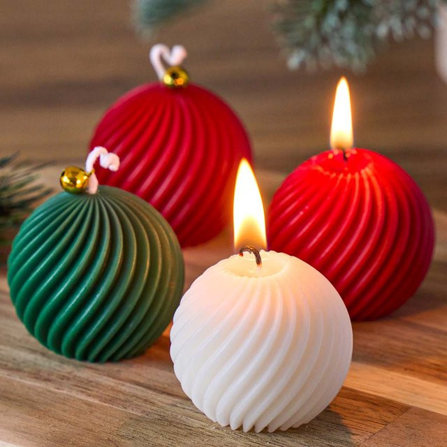 UDOCOOL Silikon Kerzenform 3D Drehen Ball für DIY Weihnachtsdeko und Handwerk in Multicolour - Bild 1