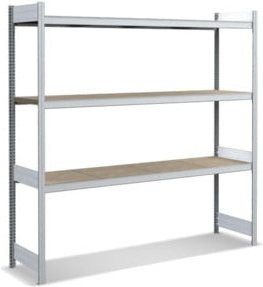 Bito Großfachregal-Set mit 3 Ebenen aus Spanplatte in Grau, B/T/H: 206,6 x 52,4 x 200 cm - Bild 1
