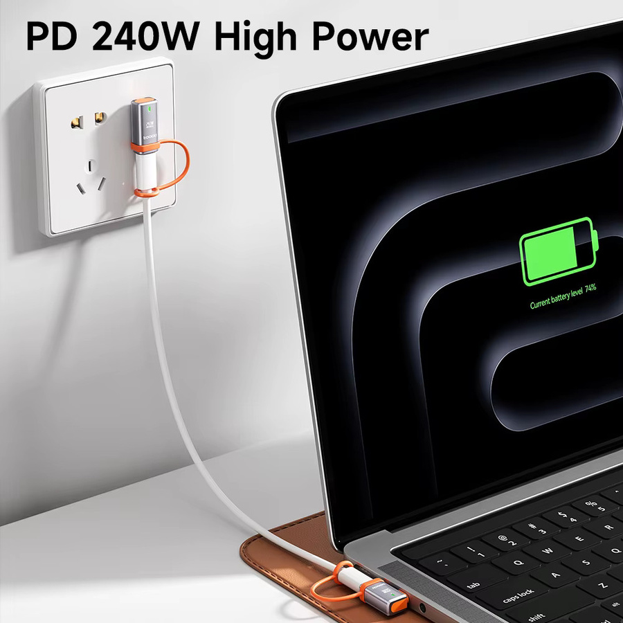 Toocki USB4.0 OTG-Adapter 240W mit 8K@60Hz und 80Gbps, 90-Grad-Typ-C-Konverter für MacBook, Laptop und Mobiltelefon - Bild 2