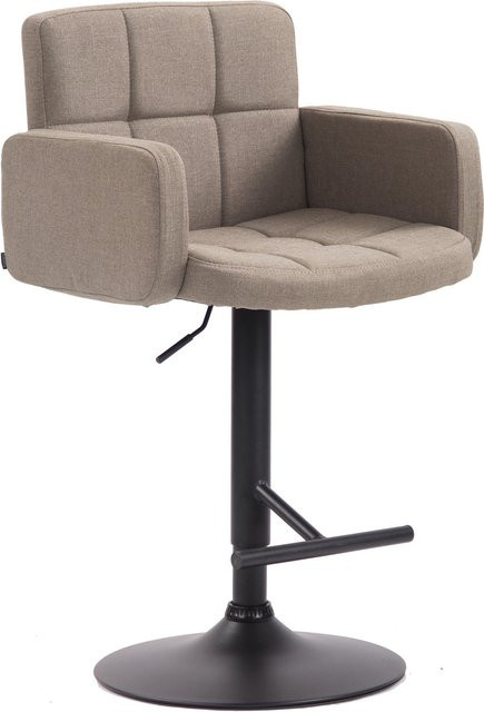 TPFLiving Barhocker Lausanne mit schwarzem Metallgestell und Stoffbezug in Taupe/Beige, drehbar und modern - Bild 1