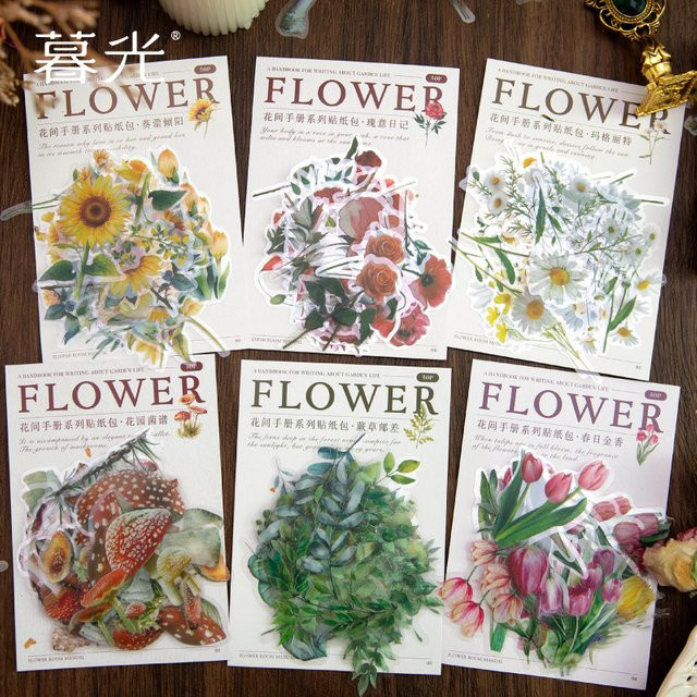 50 Stück Tulpenblumen Pflanzenaufkleber in Multicolour für Scrapbooking und Junk Journal - Bild 1
