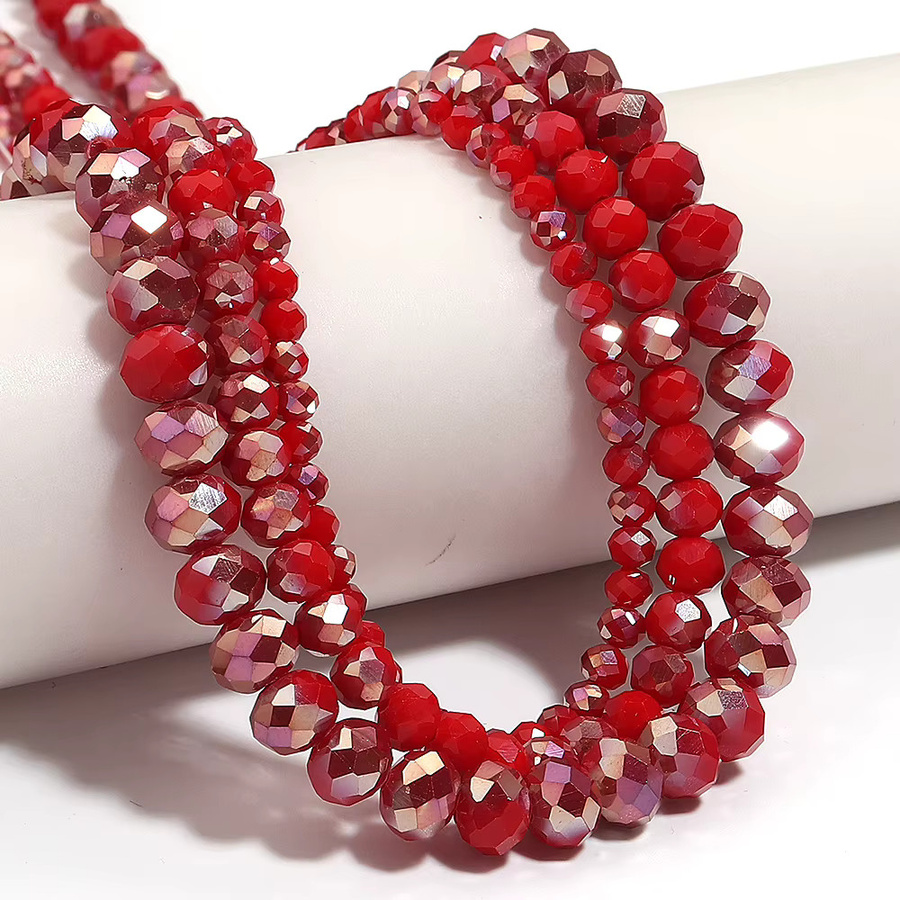 louleur Kristallperlen Rondelle, rot AB Glas, 4/6/8 mm, Unisex - Bild 6