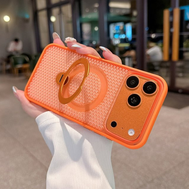 SUNWARD Metall Handyhülle mit 360 Grad Drehhalterung und Linsenschutz für iPhone 11 bis iPhone 17 Air, inklusive Wärmeableitung, Blau und Orange - Bild 1