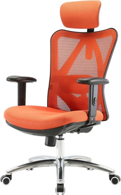 SIHOO Ergonomischer Bürostuhl in Orange mit höhen- und winkelverstellbarer Kopfstütze, Armlehnen und 150 kg Belastbarkeit - Bild 2