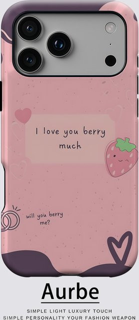 Potdemiel Berry Love Note Handyhülle für iPhone 17 16 15 14 13 Pro Max Plus, Rosa, Robuste Einzel- und Doppelschicht-Schutzhülle mit Magnetfunktion - Bild 1
