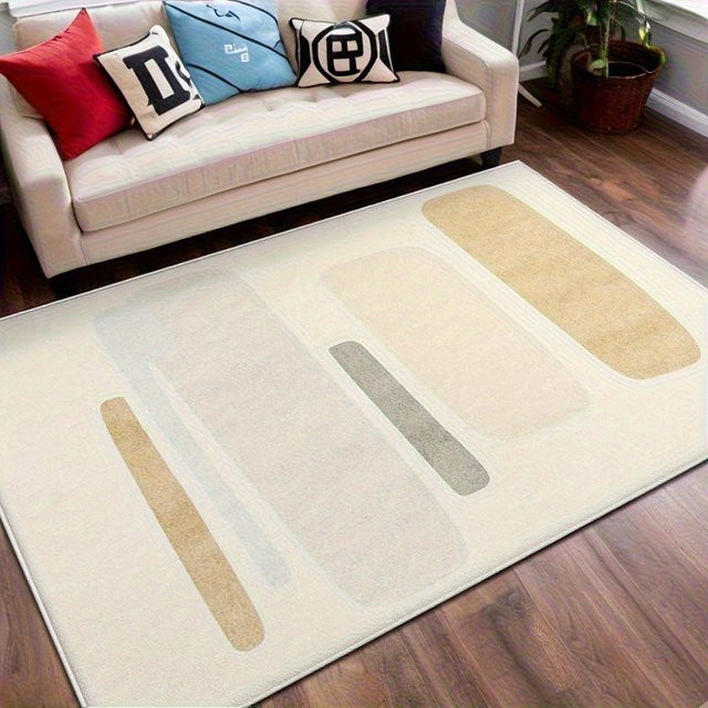VIKAMA Koreanischer Teppich in Beige im modernen abstrakten Design für Wohnzimmer, Schlafzimmer und Arbeitszimmer - Bild 1