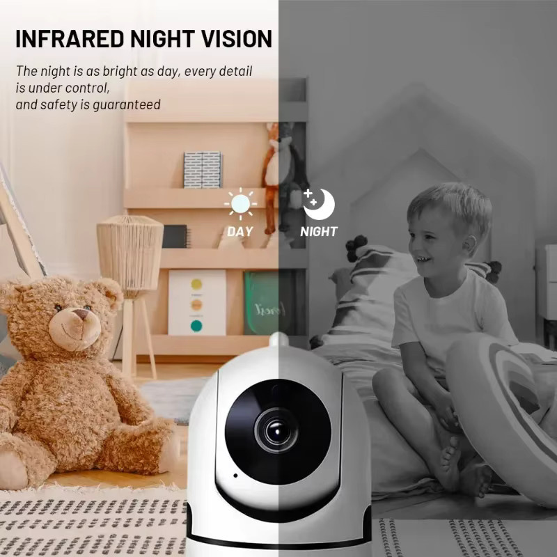 Lenovo Smart Home Mini-Kamera mit Auto-Tracking, 1080P WLAN IP-Kamera, Nachtsicht, kabellose Netzwerk-CCTV-Videokamera für Babyüberwachung und Sicherheit, Weiß - Bild 3