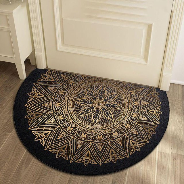 Rutschfeste Persien Fußmatte von Wucifang Jewelry in Schwarz, rund, Durchmesser: 60 cm - Bild 1