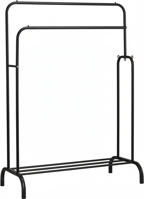 Relaxdays Kleiderständer aus Eisen in Schwarz mit 2 Stangen und Ablage, H x B x T: 146 x 110 x 56 cm - Bild 1