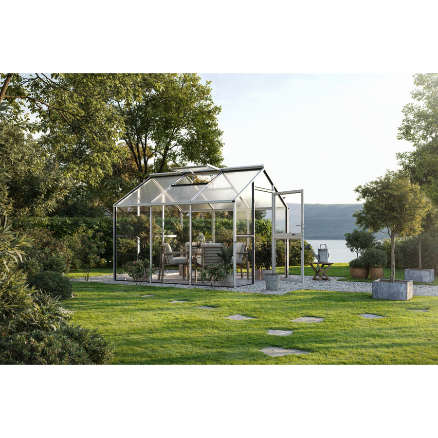 KGT Gewächshaus Novum III in Silber, 8,4 m², mit 4 mm ESG-Glas und 10 mm HKP - Bild 2