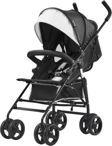 VEVOR Buggy Leichtgewichtiger Kinderwagen mit Carbonstahl-Rahmen, faltbar, Schwarz/Weiß - Bild 1