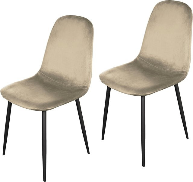 HTI-Living Stuhl Savannah Velvet 2er-Set in Beige mit samtiger Oberfläche im modernen Retro-Charme - Bild 1