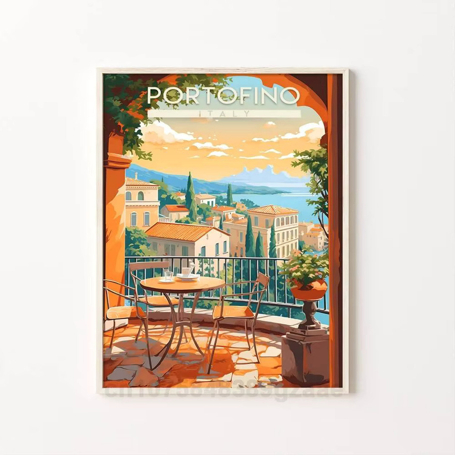 Selbstklebendes Wandposter mit klassischen Stadt-Reiseillustrationen in Mehrfarbig von Bilibili - Bild 6