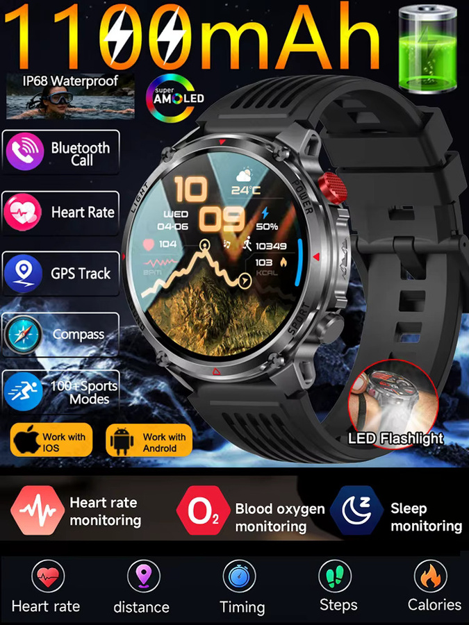 ChiBear Smartwatch, Schwarz, Silikon, Herren - Bild 7