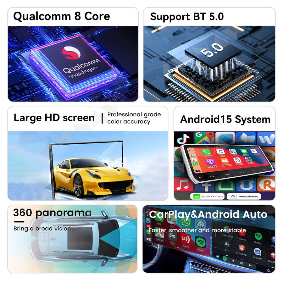 ZWNAV Android 15.0 Auto-Multimedia-Player mit 15,8 Zoll Touchscreen, GPS und Wireless CarPlay für Volvo V40 2013-2019, Schwarz - Bild 4