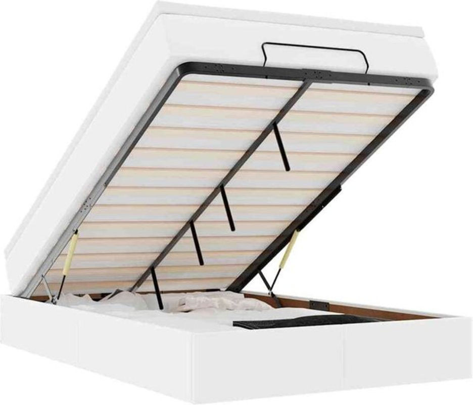 vidaxl Ottoman Polsterbett mit Matratze aus Kunstleder in Weiß B/T/H: 120 x 200 x 23,5 cm - Bild 1