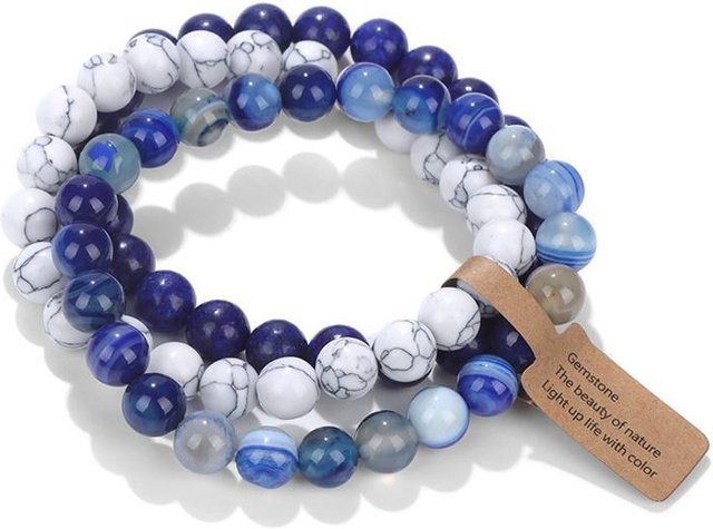 Damenarmband Amethyst, Naturstein Kristallperlen, Mehrschichtig, 19 cm - Bild 1
