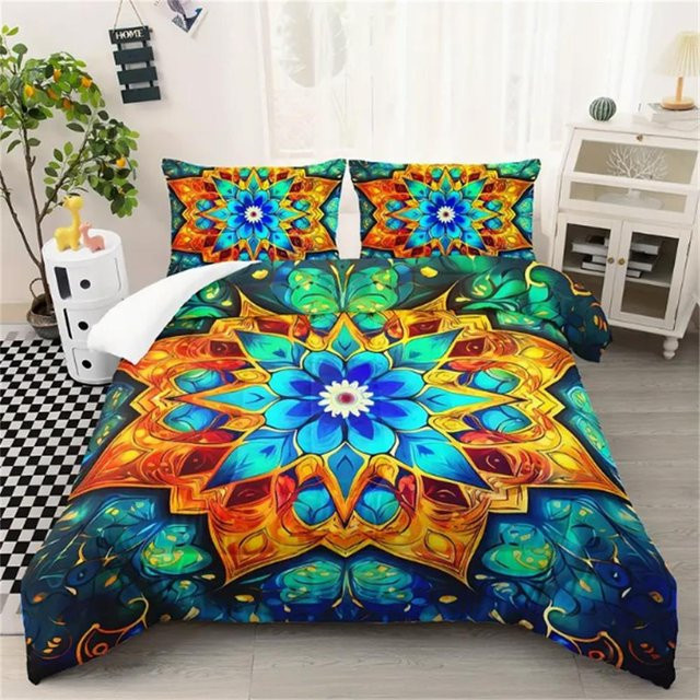 Bettwäsche Set JMG Household Supplies aus Mikrofaser mit buntem Blumenmuster, 1 Bettbezug und 2 Kissenbezüge, B/H: 135 x 200 cm, Multicolour - Bild 1