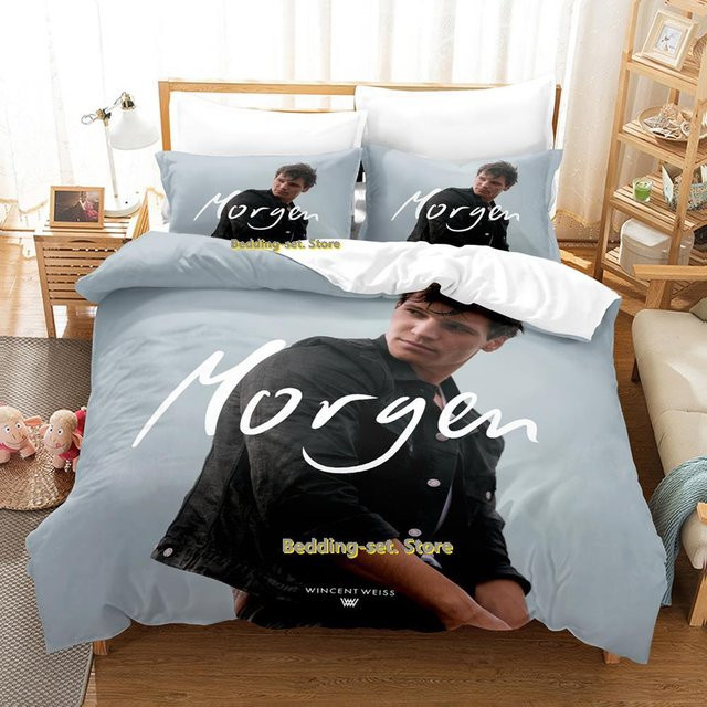Wincent Weiss Bettwäsche-Set mit Anime-Print, 3-teilig, Blau, B/H: 135 x 200 cm - Bild 1