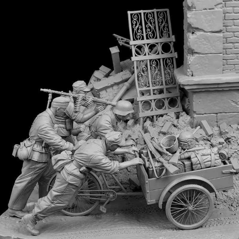 LISM Harzfiguren-Montagemodellbausatz, 5 Soldaten und Zubehör, 1/35 - Bild 2