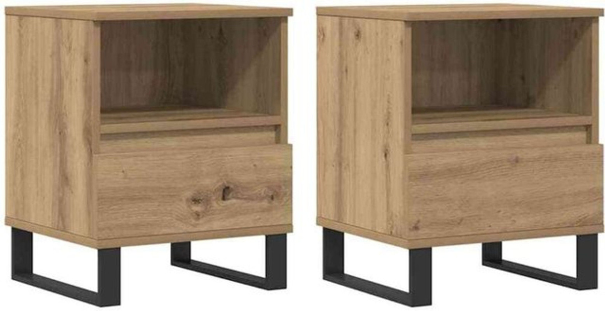 Set aus 2 Nachttischen von vidaxl in Artisan-Eiche Natur, Design im Industrial-Stil, B/T/H: 40 x 35 x 50 cm - Bild 1
