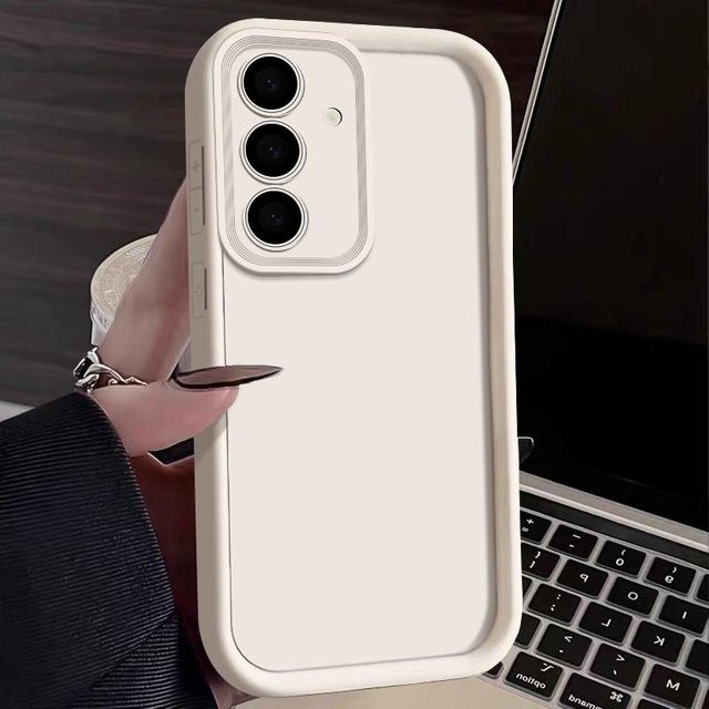 Einfarbige Handyhülle für Samsung Galaxy S25 S24 S23 S22 S21 sowie A-Serie in Weiß - Bild 1
