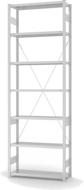 PROREGAL Lebensmittel Fachbodenregal Stecksystem T-Profil in Weiß mit 7 Ebenen, H x B x T: 300 x 100 x 30 cm - Bild 1