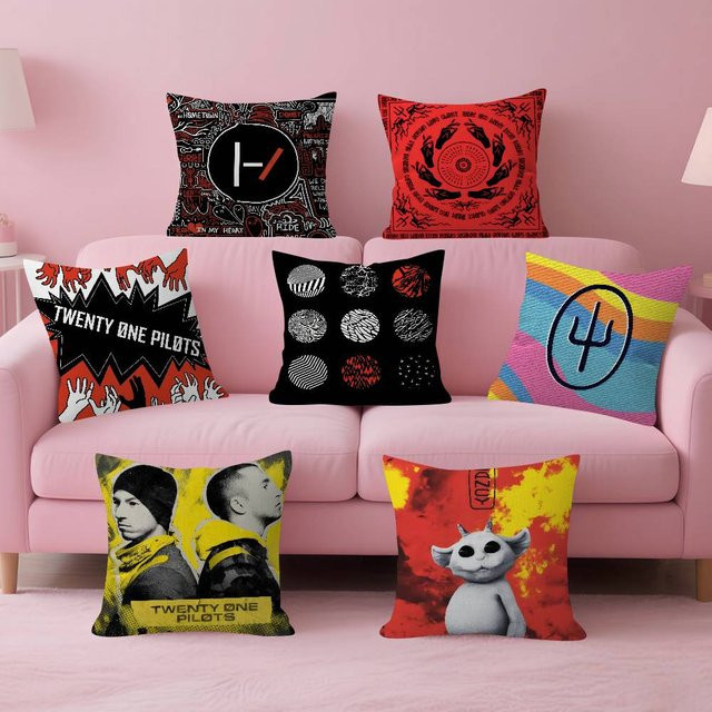 T-Twenty One Pilot Band Kissenbezug Bilibili Schwarz quadratisch 30 x 30 cm - Bild 1
