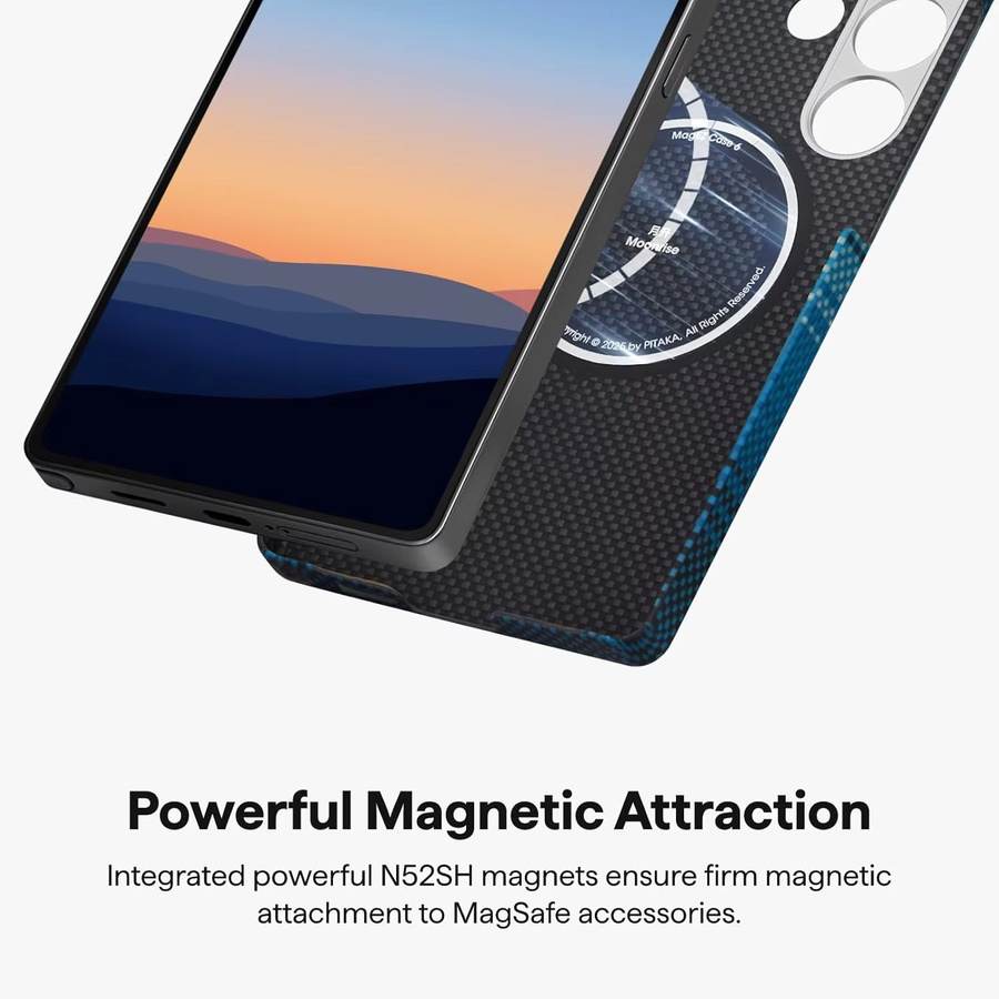 DIXSG Aramid-Hülle aus 600D Kevlar für Samsung Galaxy S25 Ultra S25+ S25 S26 Ultra S26+ S26, magnetische Hartschale, Schwarz - Bild 3