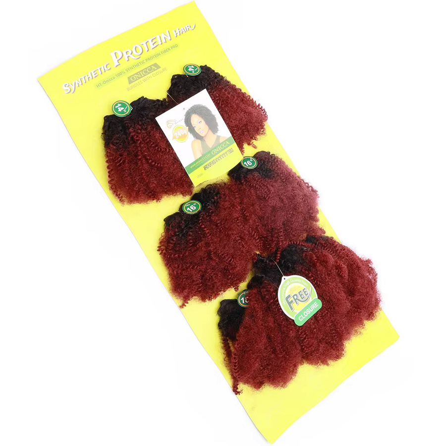 htonicca Afro Lockige Welle Haar Verlängerung, 7 Teile, Damen, 14-18 Zoll - Bild 3
