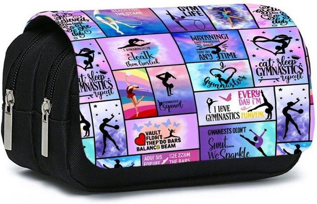 Fancy Style Studio Doppellagiges Klapp-Federmäppchen mit Yoga-Tanz-Motiv für Kinder, Mehrfarbig - Bild 1