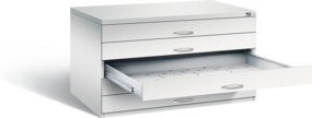 C+P Flachablageschrank Serie 7100_7200 in Lichtgrau, H x B x T: 76 x 135 x 96 cm - Bild 1