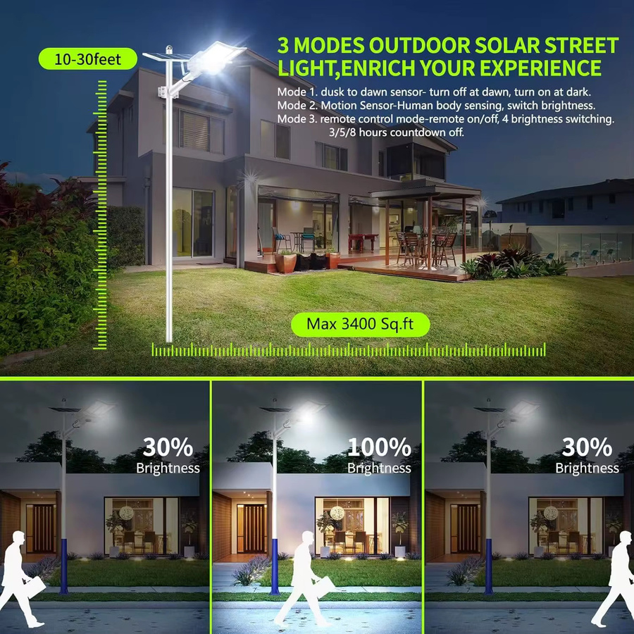 YQCHEZI Solar-Straßenlaterne für den Außenbereich, 5000 W Solar-Flutlicht in Weiß mit Dämmerungssensor für Garten, Hof und Parkplatz - Bild 3