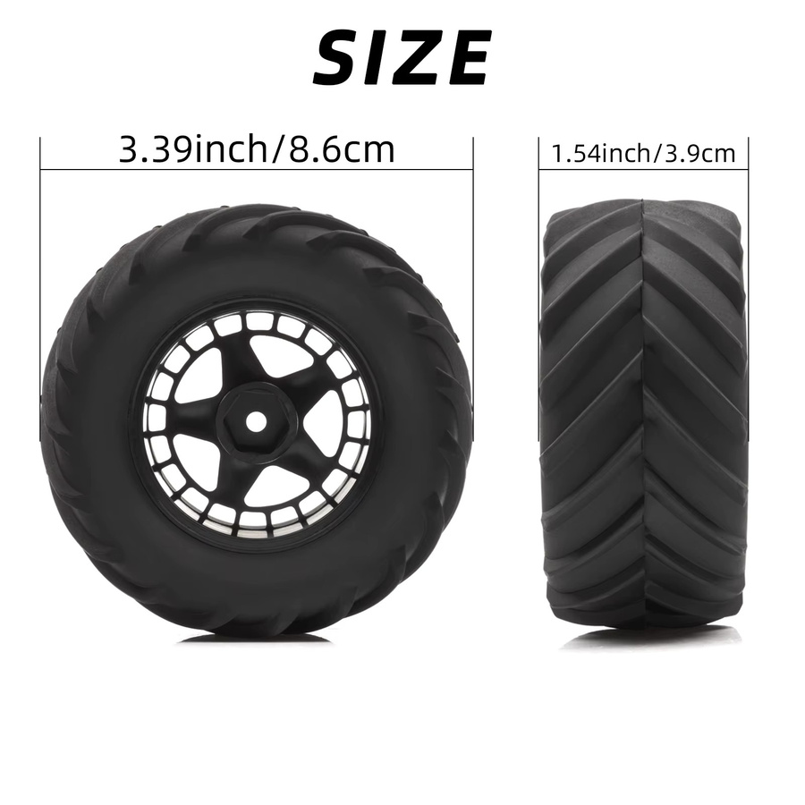 RCXAZ Crawler Truck Gummireifen, 4-teiliges Set, 86mm, 12mm Sechskant - Bild 4